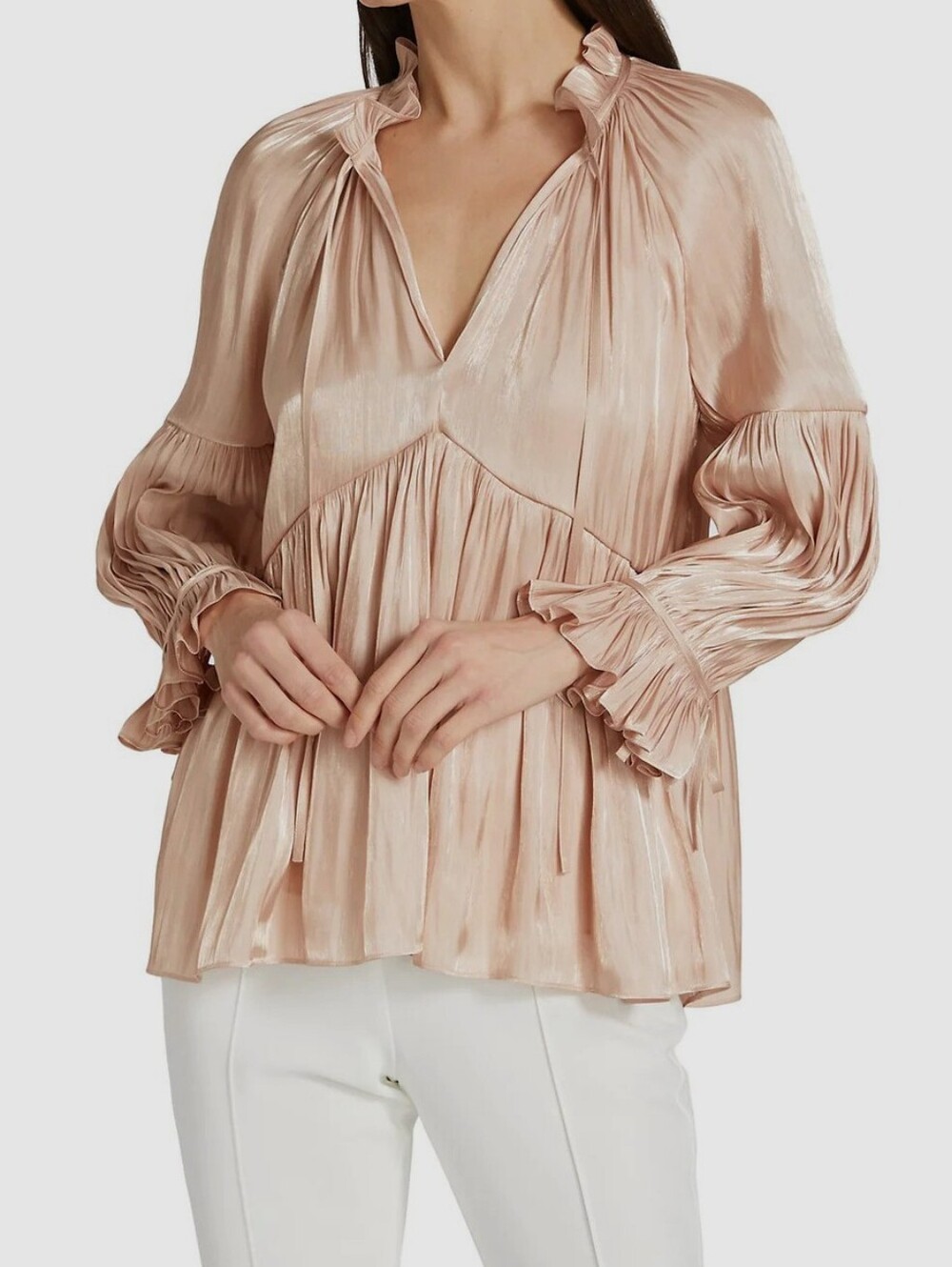 Cinq A Sept Phyllis Bracelet Sleeve Blouse Size Large